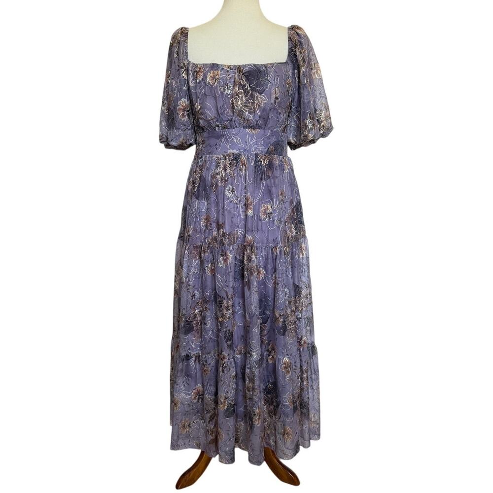 BALTIC BORN Annabeth Midi Dress Lavender Floral - Picture 2 of 6